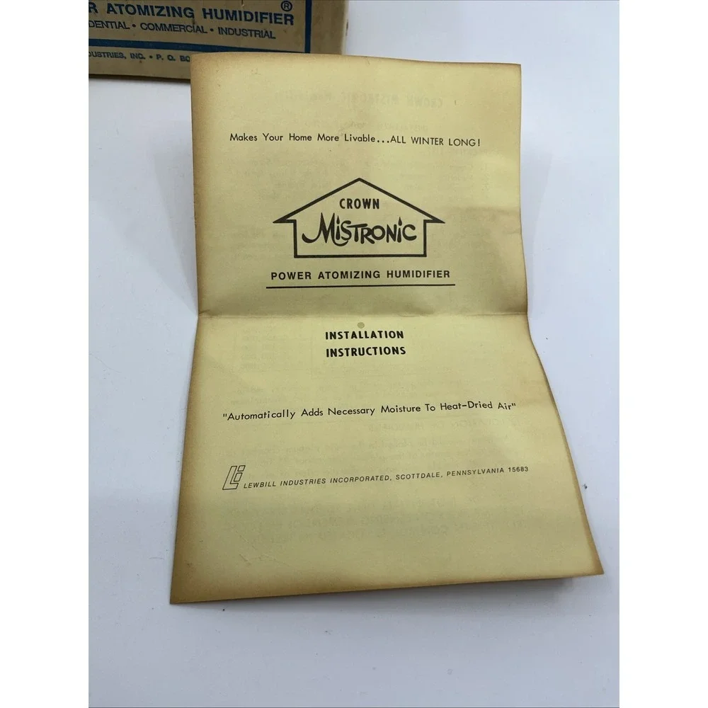 Lewbill Industries,  Mistronic Power Atomizing Humidifier Valve Parts 115 V